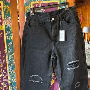 NWT Cider Wide leg distressed jeans Large